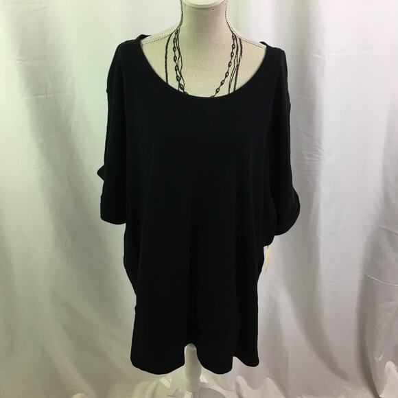 St John's Bay Active Short Sleeve Sweater Black 3X - Picture 4 of 16